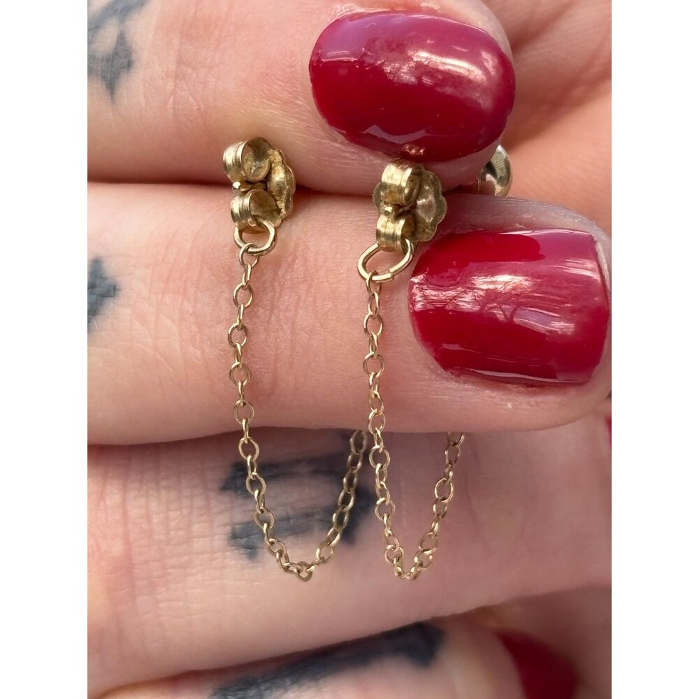 14K Gold Chain Loop Studs .83g